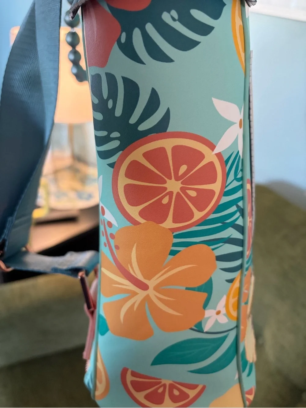 Loungefly Citrus Slice Tote in Yellow and Aqua with Pearl Accents
